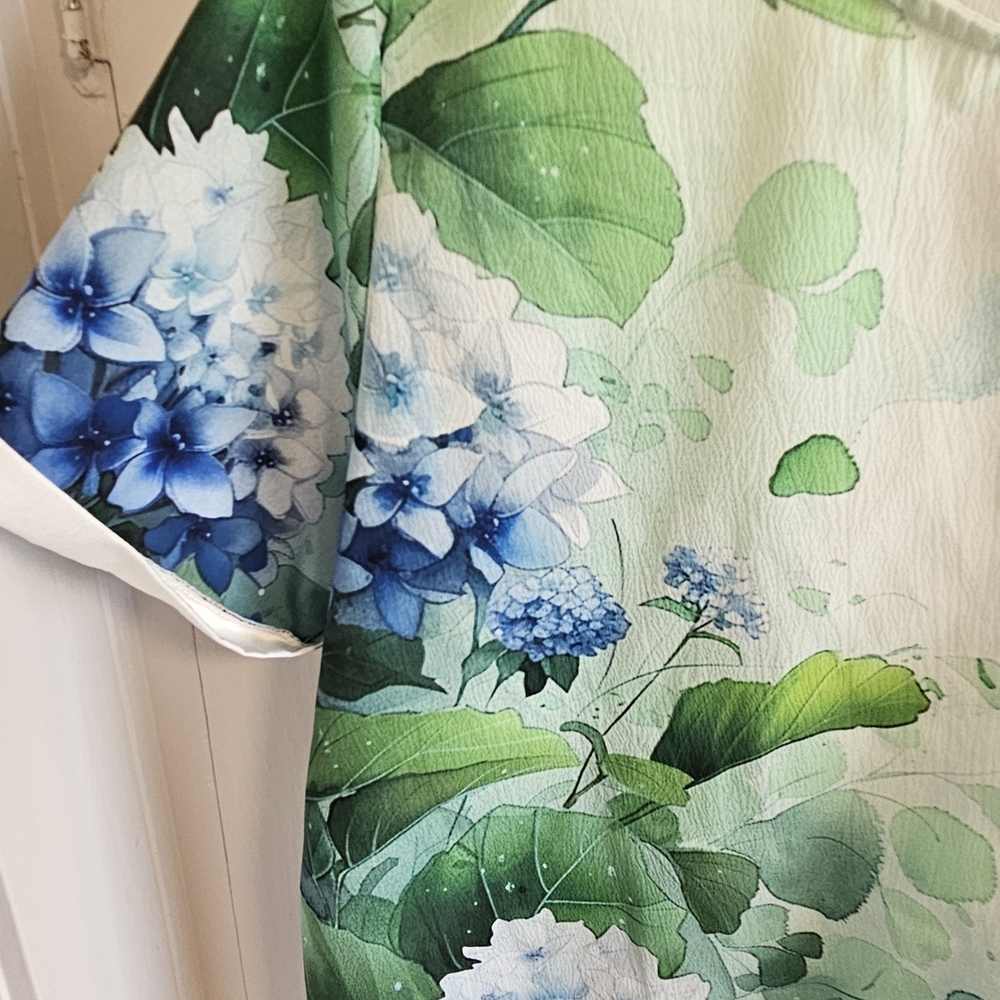 Floral Print Women's Top - Off White and Green Size XL - Picture 3 of 6
